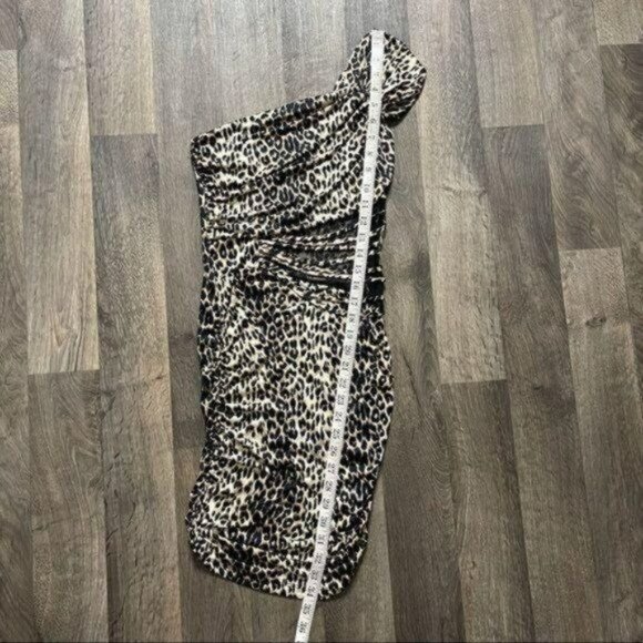 Foreign Exchange One Shoulder Leopard Print Dress Stretch Animal Print Size S - Picture 9 of 9
